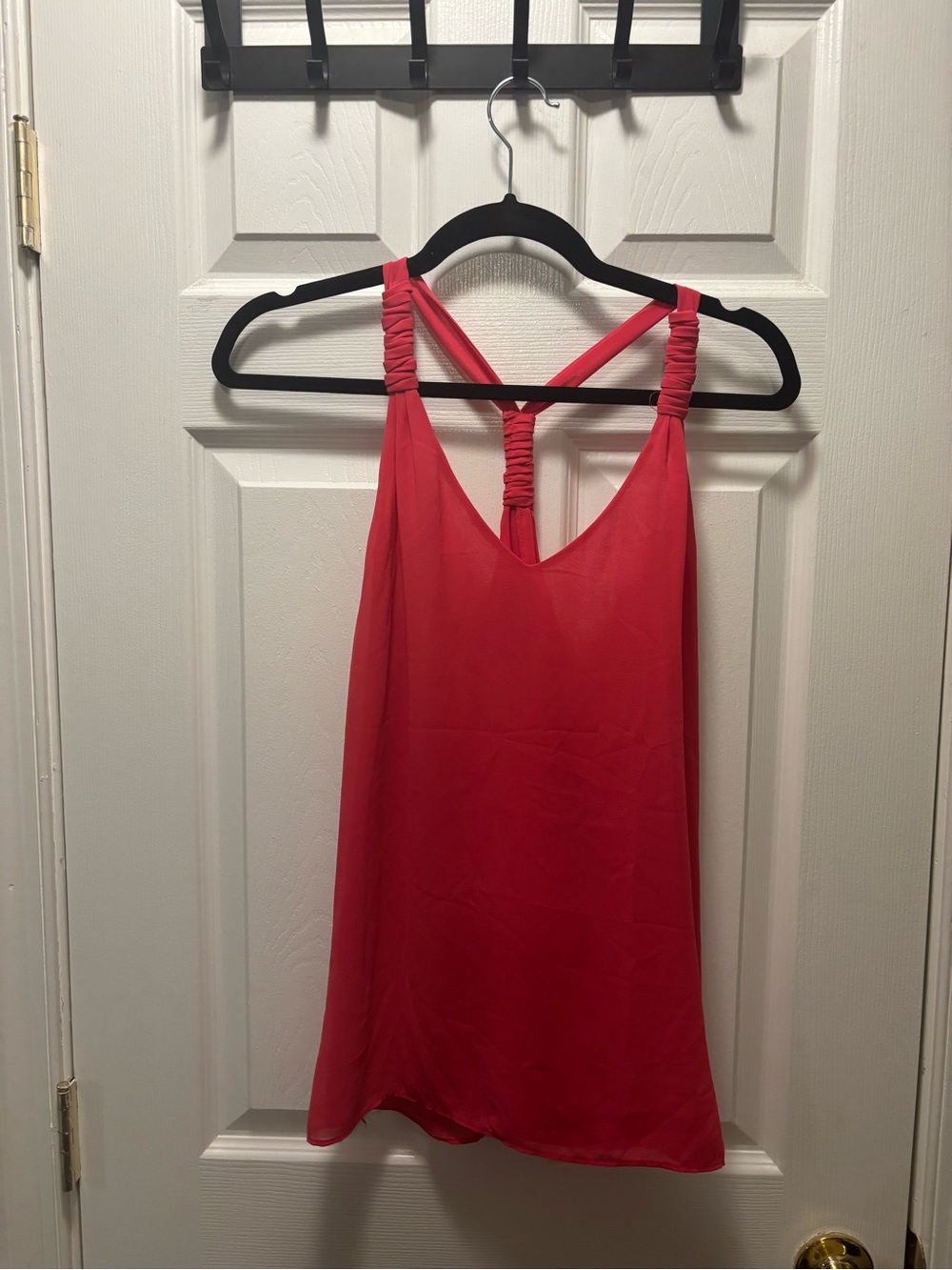 Pink Ruched Strap Women's Tank Top